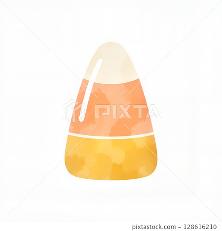 Delicate candy corn illustration on white background, sweet symbolism 128616210