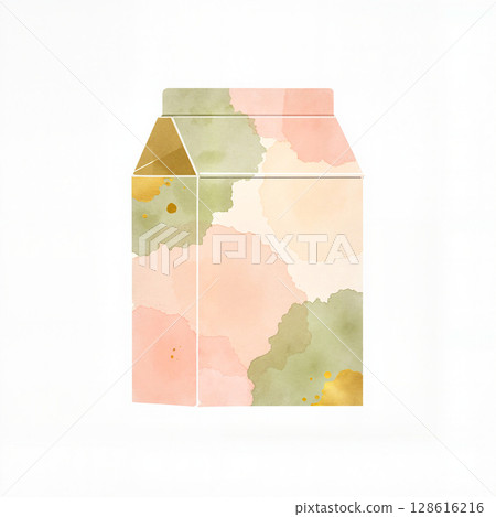 Pastel carton box with gold and olive accents, creative packaging design Pastel carton box with gold and olive accents, creative packaging design 128616216