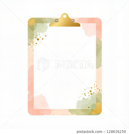 Soft pastel clipboard design with gold accents, creative inspiration 128616250