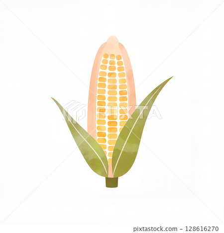 Pastel corn illustration on white background, nature's simplicity Pastel corn illustration on white background, nature's simplicity 128616270