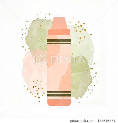 Soft pastel crayon with gold accents on white background, artistic concept 128616273