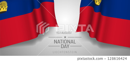 Liechtenstein happy national day greeting card, banner with template text vector illustration Liechtenstein happy national day greeting card, banner with template text vector illustration 128616424