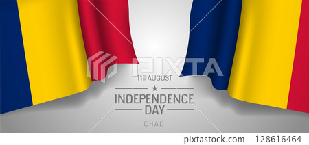 Chad happy independence day greeting card, banner with template text vector illustration 128616464