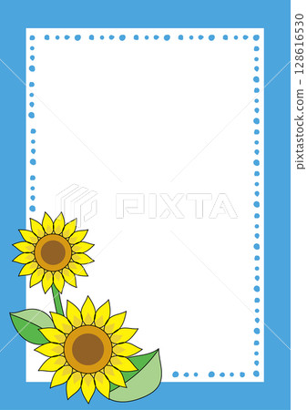 Sunflower frame summer light blue blue message card summer greetings Sunflower frame summer light blue blue message card summer greetings 128616530
