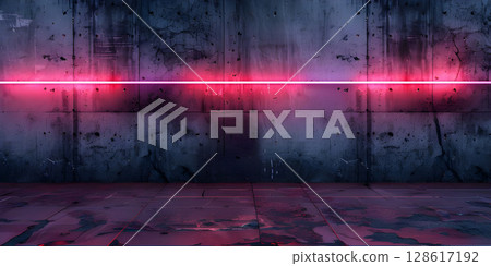 Neon Glow: Cement Wall Background with Vibrant Lights, Urban Radiance: Neon Lights on Cement Wall for a Modern Look-Ai-generated 128617192