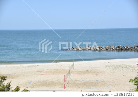 Beach volleyball court at Hiyoriyama Beach Beach volleyball court at Hiyoriyama Beach 128617235