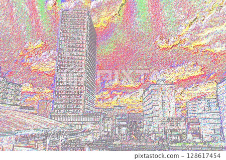 High-rise apartment building <Processing> 128617454