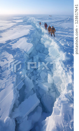 Researchers observe fractured Antarctic ice 128617641