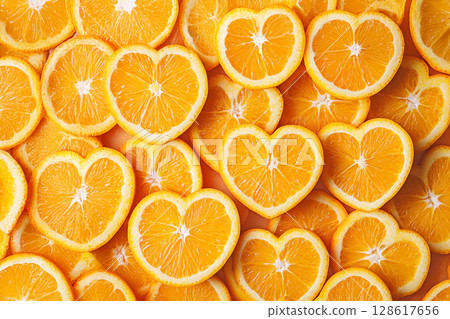 心形橙色背景材料 心形橙色背景材料 128617656