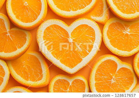 心形橙色背景材料 心形橙色背景材料 128617657