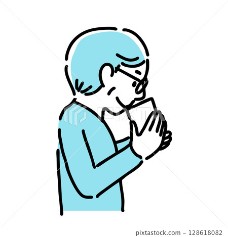 一個男人在喝飲料 — 簡單插圖 128618082