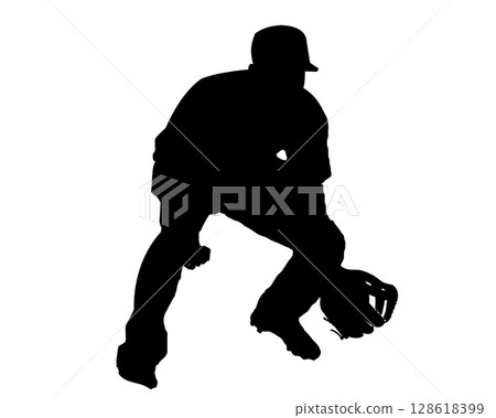 Baseball defensive play character silhouette illustration material Baseball defensive play character silhouette illustration material 128618399