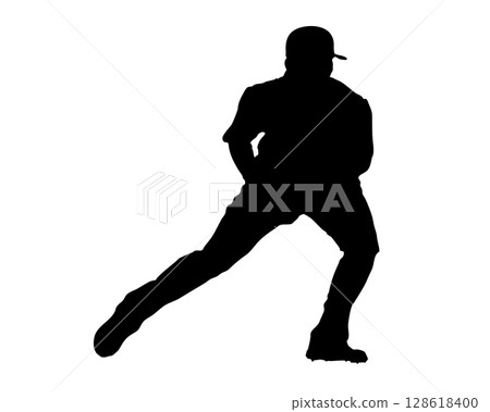 Baseball defensive play character silhouette illustration material 128618400