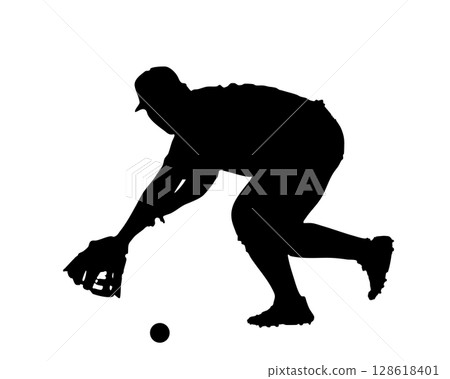 棒球防守角色輪廓插圖素材 棒球防守角色輪廓插圖素材 128618401