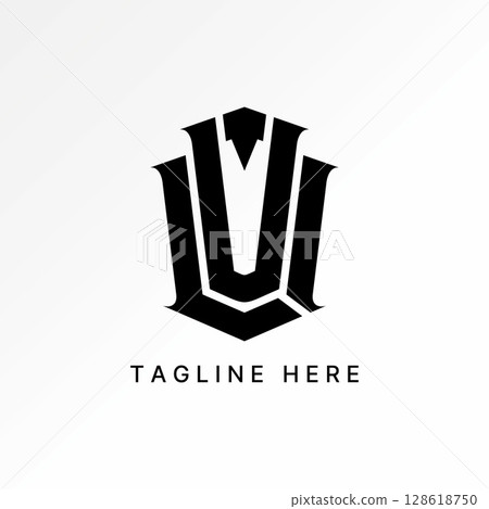 Logo design graphic concept creative premium vector stock image top sell letter LUI or LVI font line gothic guard aesthetic art taper monogram brand 128618750