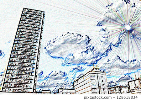 High-rise apartment building <Processing> 128618834