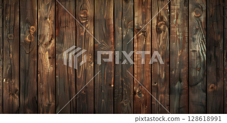 Wooden Elegance: Smooth Plank Background for a Polished Look, Natural Charm: Background with Smooth Wooden Planks for Warmth-Ai-generated 128618991