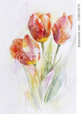Elegant spring flower, pastel tone, illustration poster, Generative AI 128619272