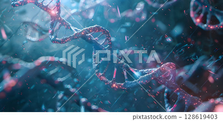 Genetic Revolution: DNA Molecules in Modern Medical Technology Background, Molecular Medicine: Harnessing DNA Molecules in Advanced Technological Landscapes - Ai Generated 128619403
