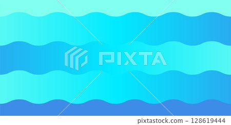 Background material illustration of a beautiful wave pattern with a light blue and blue gradation 128619444