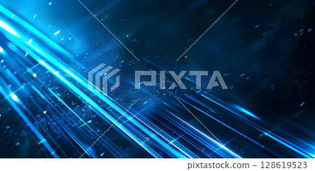 Azure Tracery: Glowing Blue Lines on a Dark Background, Electric Night: Illuminated Blue Lines Set Against Dark Backdrop, Midnight Luminescence: Glowing Blue Lines on Dark Background - Ai Generated 128619523