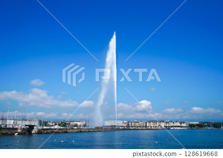 [瑞士日內瓦] 日內瓦湖上的噴泉 128619668