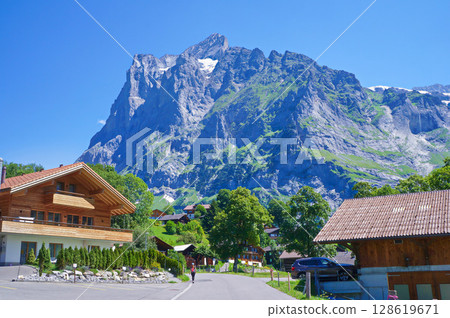 Wetterhorn and Grindelwald Village [Switzerland] 128619671
