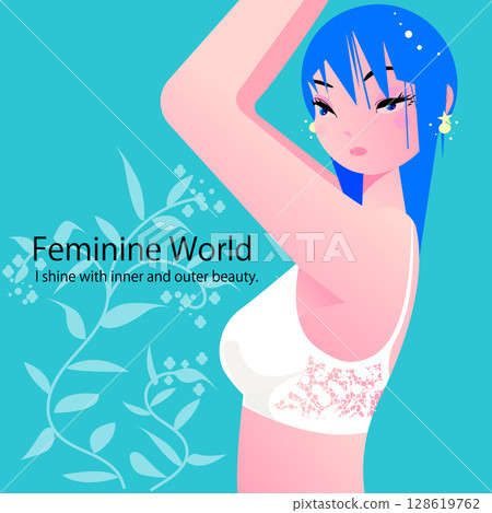 Cute woman wearing a lace bra 128619762