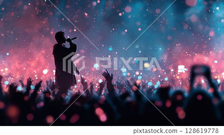 Idols singing on stage amidst loud cheers 128619778