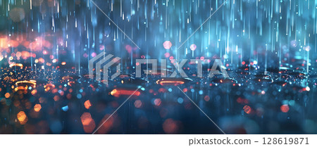 Digital Downpour: Pixel Rain Background, Pixelated Precipitation: Rain in Pixel Form as Background - Ai Generated Digital Downpour: Pixel Rain Background, Pixelated Precipitation: Rain in Pixel Form as Background - Ai Generated 128619871