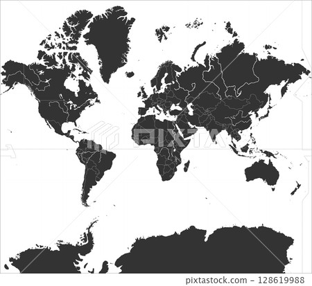 Layered editable vector illustration outline of World Map. 128619988