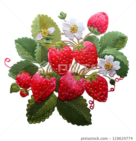 Strawberry embroidery 128620774