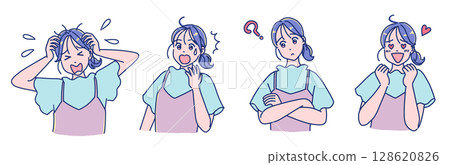 動漫風格的女孩臉部表情集 128620826