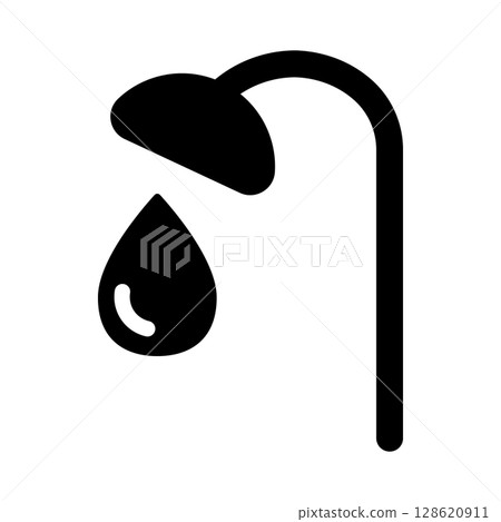 淋浴和水滴圖標 128620911