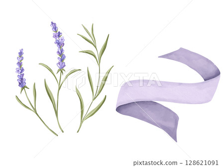 Bouquet of Lavender flowers. Hand drawn floral illustration. Bouquet of Lavender flowers. Hand drawn floral illustration. 128621091