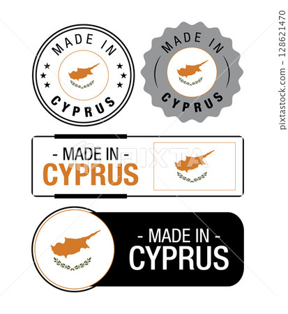 Set of Made in Cyprus labels, logo, Cyprus flag, Cyprus Product Emblem. Vector illustration 128621470