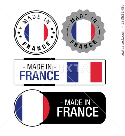 Set of Made in France labels, logo, France flag, France Product Emblem. Vector illustration 128621486