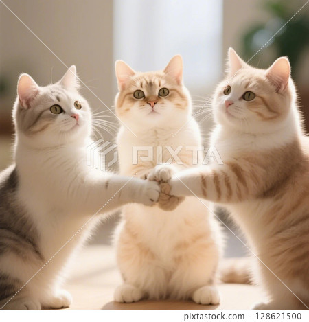 三隻貓團結起來 128621500
