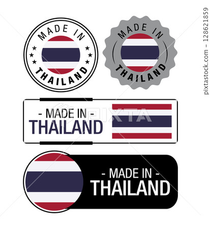 Set of Made in Thailand labels, logo, Thailand flag, Thailand Product Emblem. Vector illustration Set of Made in Thailand labels, logo, Thailand flag, Thailand Product Emblem. Vector illustration 128621859