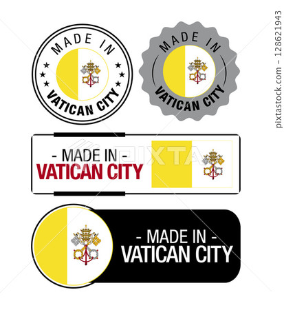 Set of Made in Vatican City labels, logo, Vatican City flag, Vatican City Product Emblem. Vector illustration 128621943