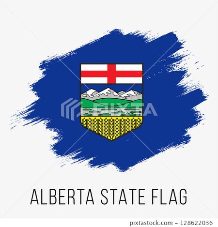 Canada Province Alberta Vector Flag Design Template. Alberta Flag for Independence Day. Grunge Alberta Flag 128622036