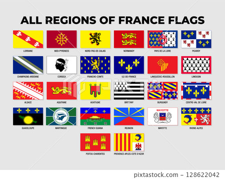 France States and States Flags Collection Design Template. States Flag of France France States and States Flags Collection Design Template. States Flag of France 128622042