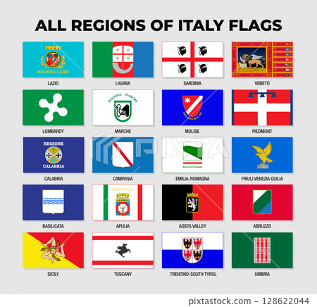 Italy Regions or States Flags Collection Design Template Regions or States Flag of Italy 128622044