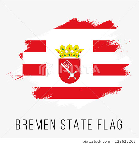 Germany State Bremen Vector Flag Design Template. Bremen Flag for Independence Day. Grunge Bremen Flag Germany State Bremen Vector Flag Design Template. Bremen Flag for Independence Day. Grunge Bremen Flag 128622205