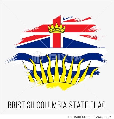 Canada Province British Columbia Vector Flag Design Template. British Columbia Flag for Independence Day. Grunge British Columbia Flag 128622206