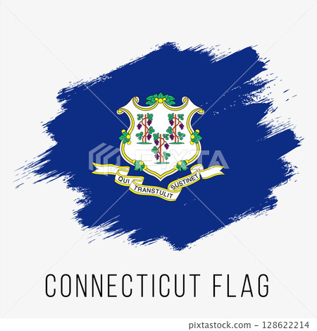 USA State Connecticut Vector Flag Design Template. Connecticut Flag for Independence Day. Grunge Connecticut Flag 128622214