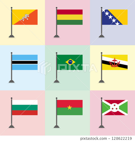 Flag Design Template Bhutan Bolivia Bosnia and Herzegovina Botswana Brazil Brunei Bulgaria Burkina Faso Burundi 128622219