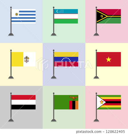Flag Design Template Uruguay Uzbekistan Vanuatu Vatican City Venezuela Vietnam Yemen Zambia Zimbabwe 128622405