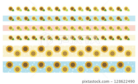 Pop sunflower masking tape style decorative border 128622490