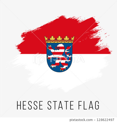 Germany State Hesse Vector Flag Design Template. Hesse Flag for Independence Day. Grunge Hesse Flag 128622497